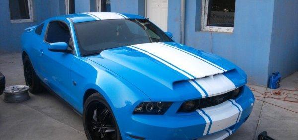 Mustang GT Blue white wrapping